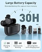 Vista 3 de PoP voice Mini micrófono inalámbrico Lavalier para iPhone 15/16/17 y Android, micrófono de solapa con reducción de ruido, duración de batería de 30