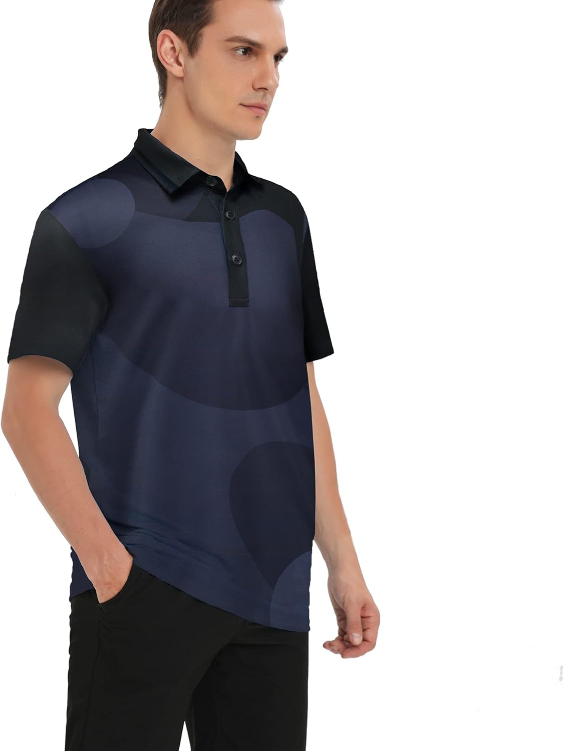 Polo Shirts for Men Long and Short Sleeve – Recycled Outstanding Print Dry Fit Performance Mens Golf Polo Shirts