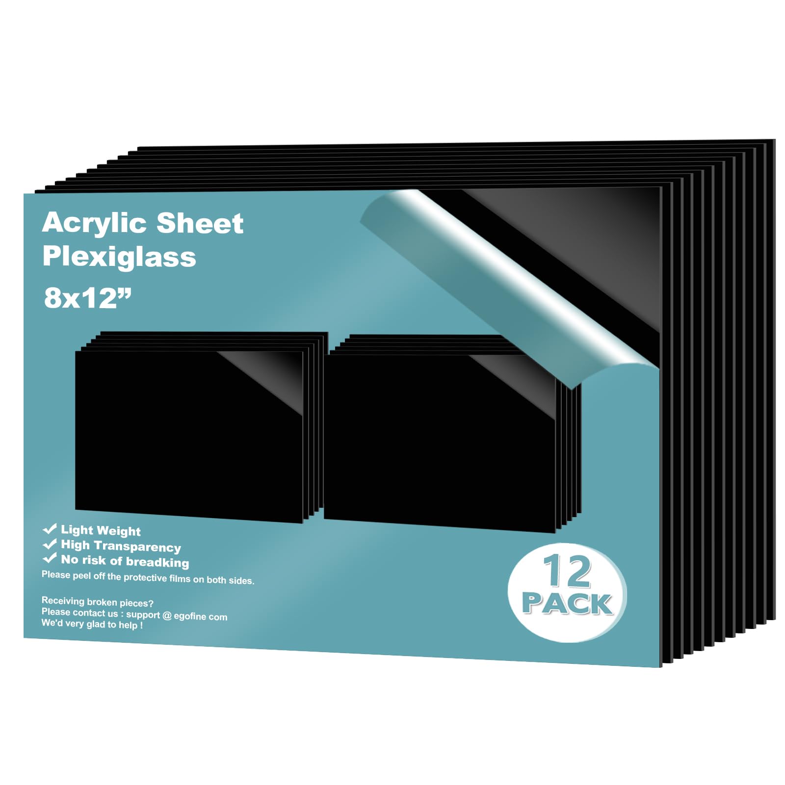Black Plexiglass Sheets - 12 Pack for DIY Projects -16