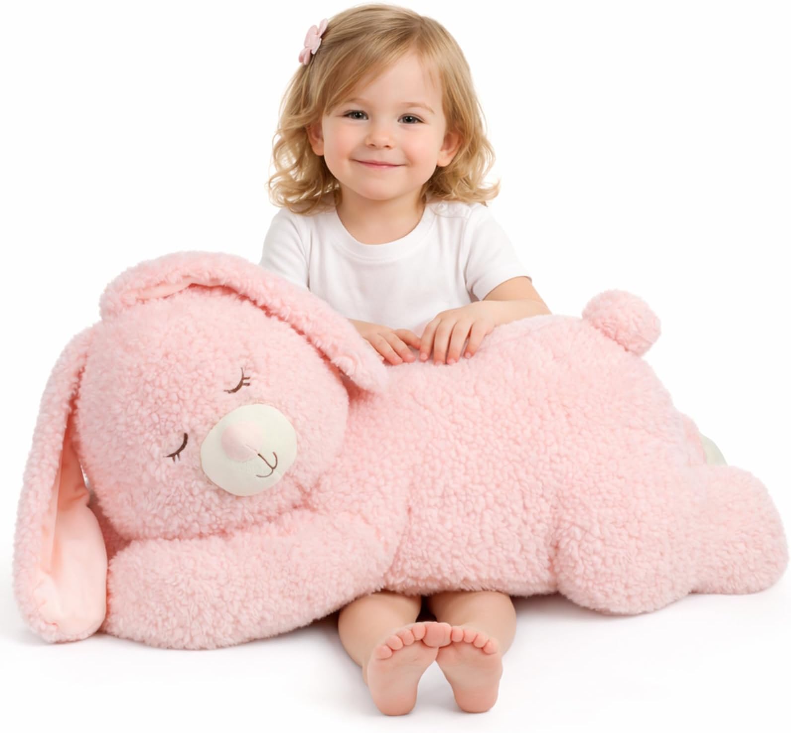 32" Big Bunny Stuffed Animal, Giant Pink Rabbit Plush Toy Gift for Kids