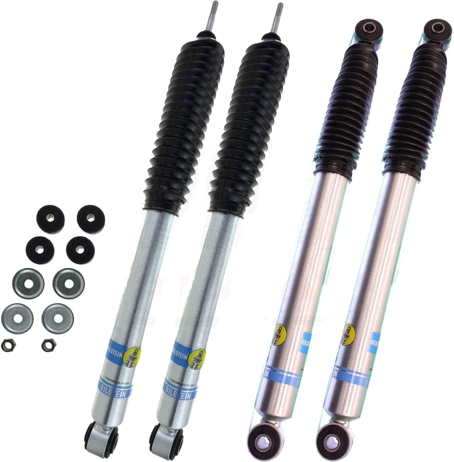 Bilstein 24-185776 24-191203 Set of 4 B8 5100 Series Monotube Replacement Gas Charged Shock Absorbers for 03-10 Dodge Ram 2500 4WD 0-2.5 Inch Front and 0-1 Inch Rear Lift