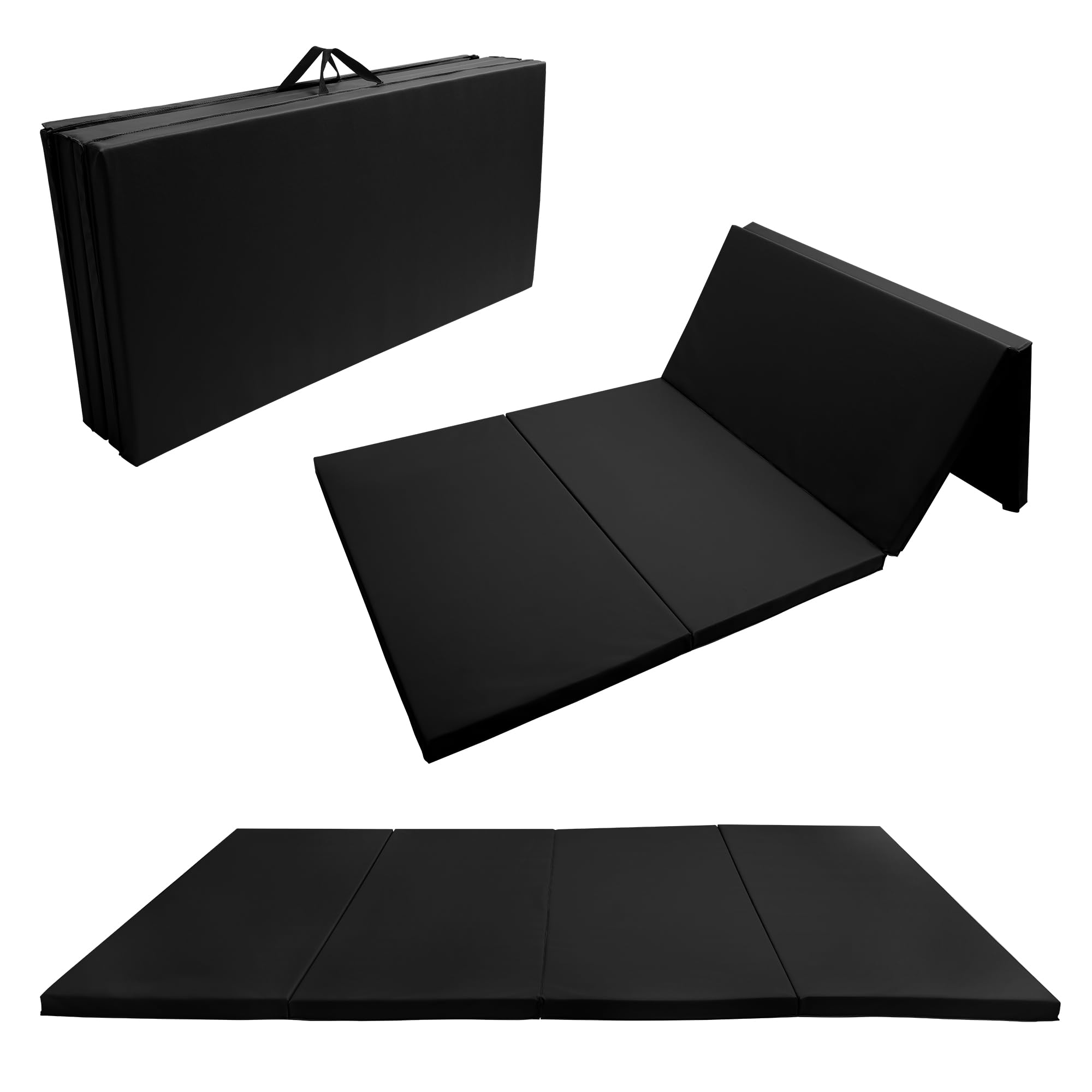 Fitvids 4'x8'x2" Folding Gymnastics Mat, Home Exercise Mat with Carrying Handles, Gym Workout Tumbling Mat for Yoga, Pilates, Stretching, MMA, Core