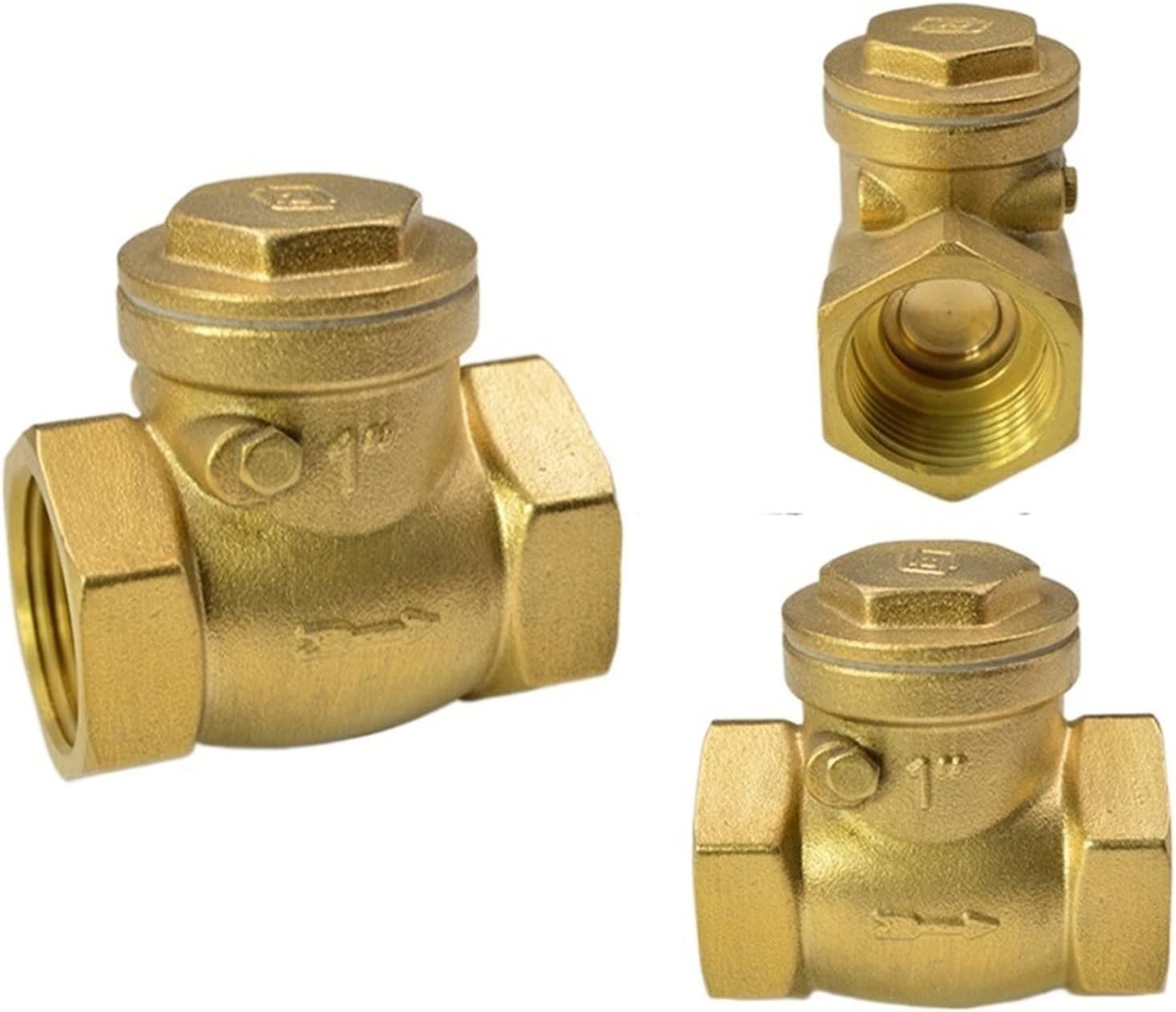 Ubervia® Ball Valves, Thread Swing Check Valve Brass High Pressure Water Pipe Check (Size : 1")