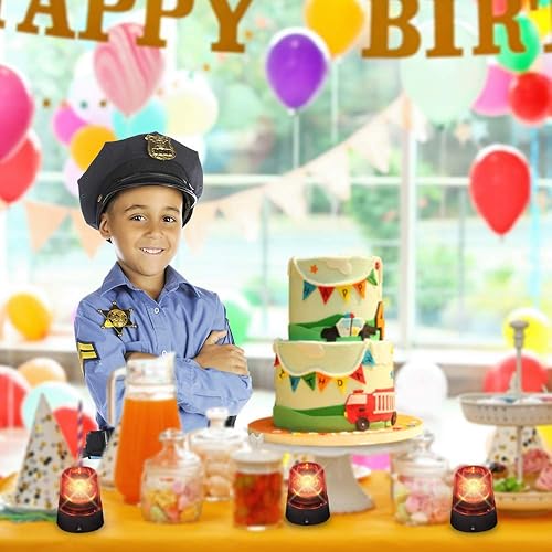 Miniatura 6 de ArtCreativity Luz LED roja de sirena de policía, juguete intermitente giratorio de 4.5 pulgadas con baterías, decoración de fiesta y divertido