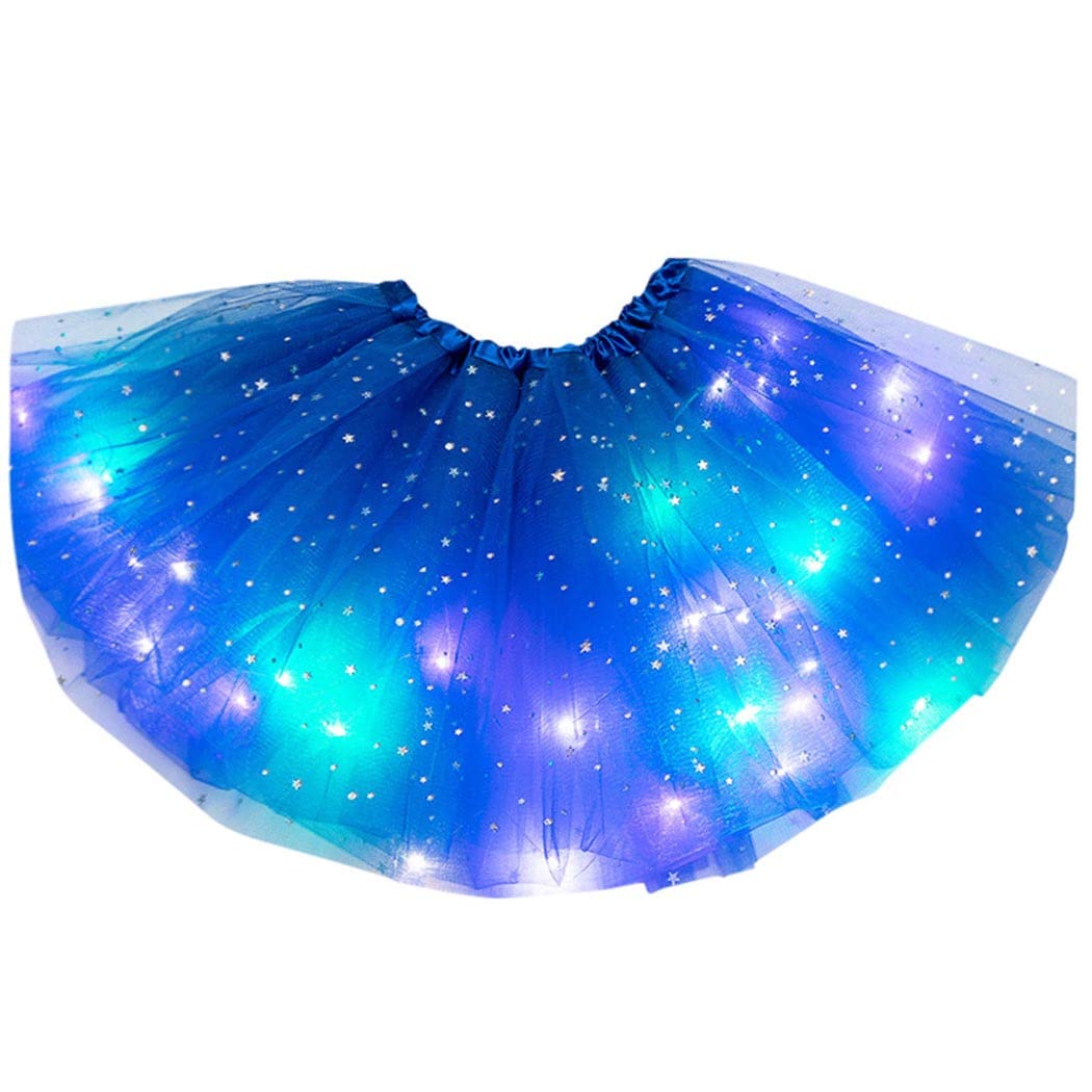 RELBCYLight Up Tutu Sparkly Star Tulle Tutu LED Tutu Skirts Festival Party Tutu Costume for Women and Girls