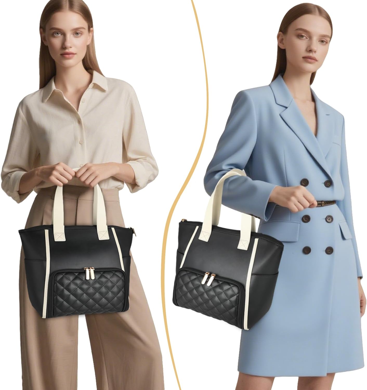 Lunch Tote Bag for Women PU Leather Lunch Box Insulated Leakproof Cooler Bag for Work,Office,Daily - Image 6