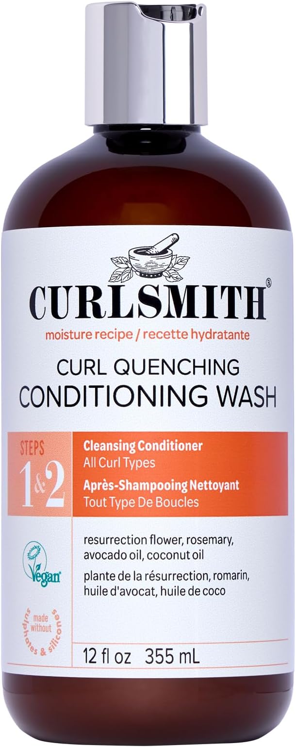 CURLSMITH Curl Quenching Conditioning Wash - Co-Wash Cleanser, Gently Moisturizes, Sulphate-Free Co-Wash, For All Curl Types, Vegan & Cruelty Free