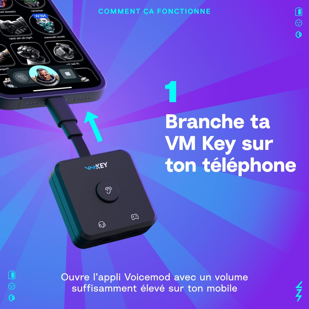 Voicemod Key - Changeur vocal et carte son VMKey en temps réel pour consoles de jeu Compatible avec PS5, PS4, XBOX, SWITCH2