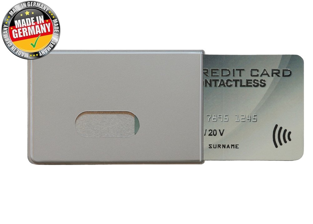 RFID Blocking Sleeve Fred Silver TÜV testet and certified Credit- / Debit Card Protector Id Theft Protection Case