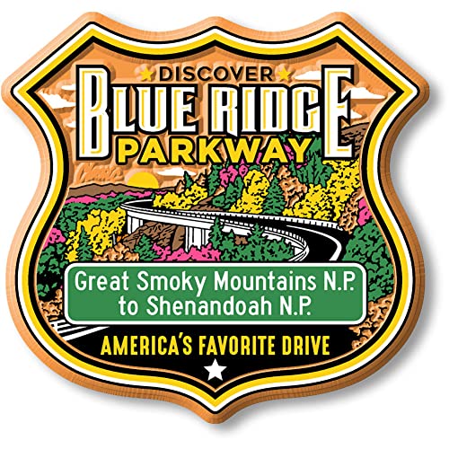 Imán decorativo Blue Ridge Parkway vintage 3.1 x 2.9 pulgadas