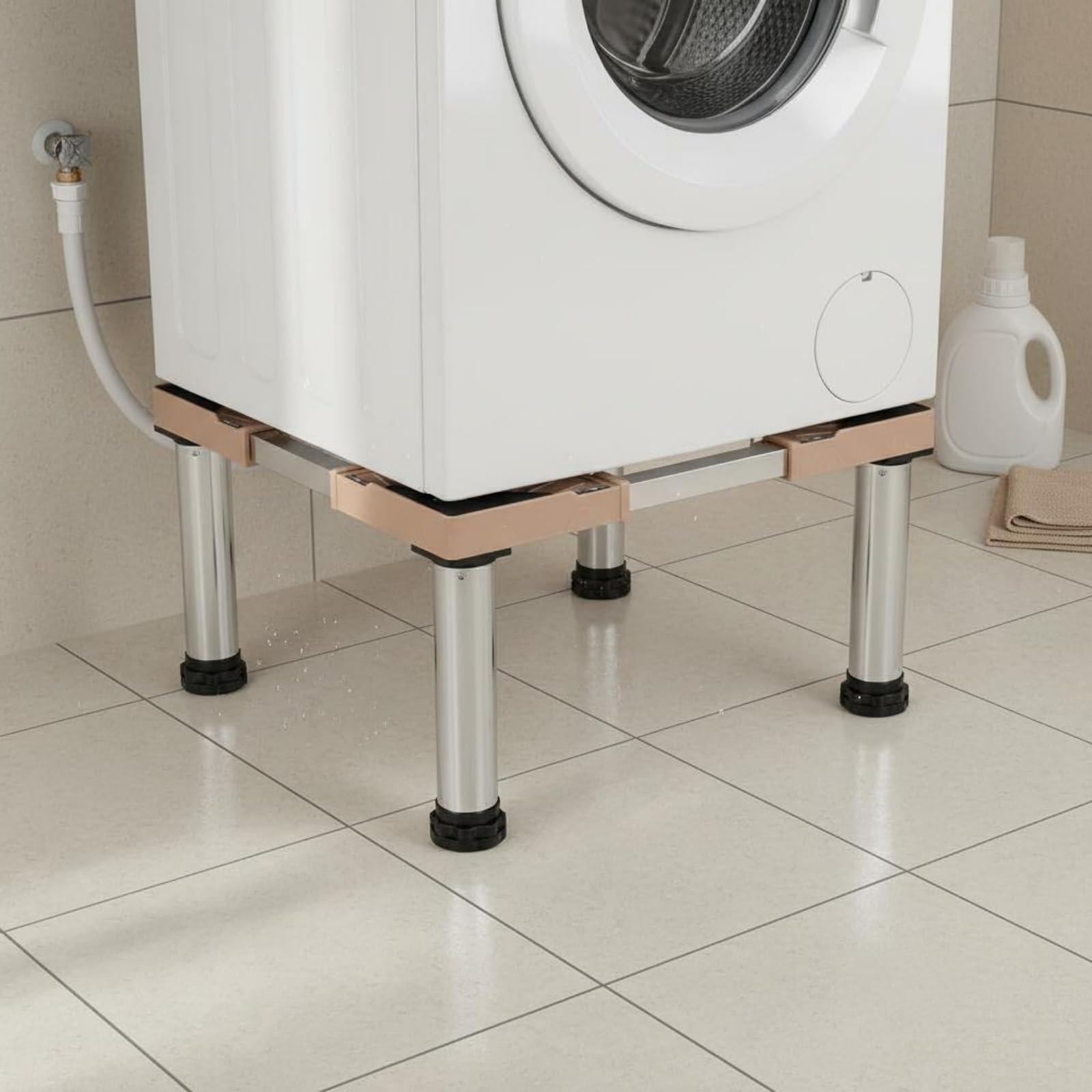 Base Ajustable para Lavadora Soporte Pedestal Elevador con Patas Antideslizantes y Capacidad de Carga Robusta para Mayor Estabilidad y Menos , Altura Total 29-32cm