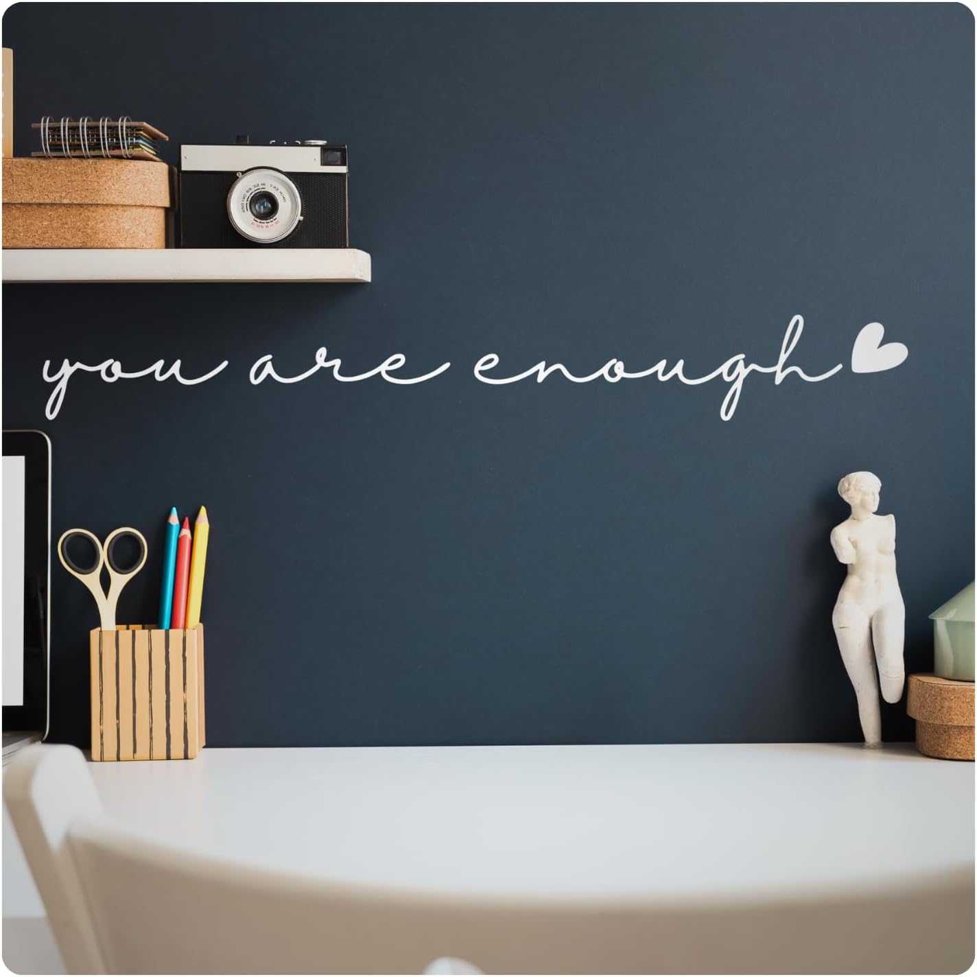 My Vinyl Story – You are Enough Wall Decal – Positive Affirmation Vinyl Sticker for Bedroom, Living Room, Office – Inspirational Quote Decor, Self Love Encouragement, Removable (Black, 48x6 inches)