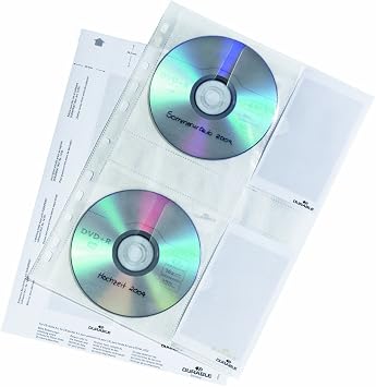 Durable CD/DVD Pockets - Double Sided Wallet Index for 4 Disks - 5 Pack - A4 - Keep Your Disks Scratch and Dust Free - Easy to Use