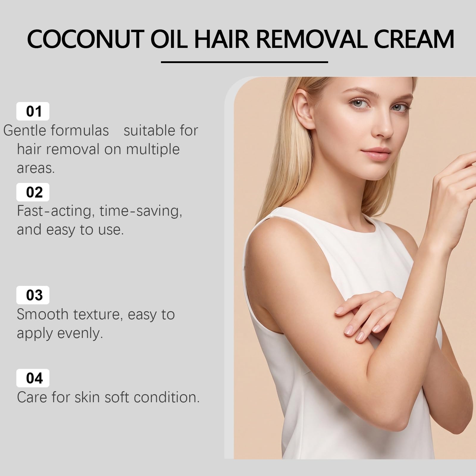 Épilatoire Indolore À L'huile De Noix De Coco Pour Peaux Sensibles. (6PCS)