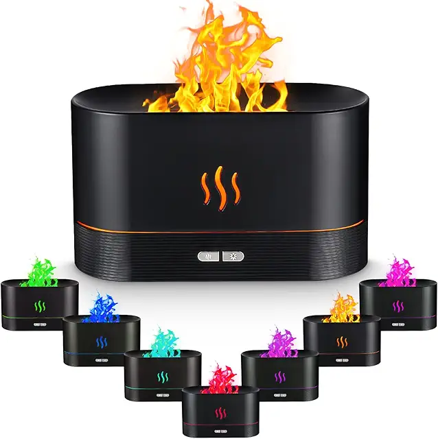 Diffuseur d'Huiles Essentielles 180ML avec Effet Flamme - Brumisateur Aromathérapie Silencieux