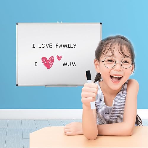 Miniatura 3 de XIWODE Pizarra magnética de borrado en seco, pizarra blanca montada en la pared, 12 x 18 pulgadas, exquisita pizarra de escritura, marco de aluminio