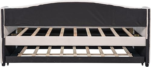 Miniatura 5 de Harper & Bright Designs Sofá cama tapizado con nido, sofá cama individual de terciopelo con nido y listones de madera, no necesita somier, muebles