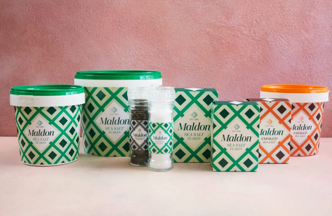 Maldon Salt, Sea Salt Flakes, 20 oz (570 g), Resealable Tub, Kosher, Natural, Handcrafted, Gourmet, Pyramid Crystals : Grocery & Gourmet Food