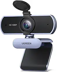 UGREEN Webcam Full HD 1080P com Microfone, Campo de Visão de 85°, Redução de Ruído, USB Plug and Play, Correção Automática de Luz, Adequada para Streaming/Conferência, Zoom/Skype/YouTube