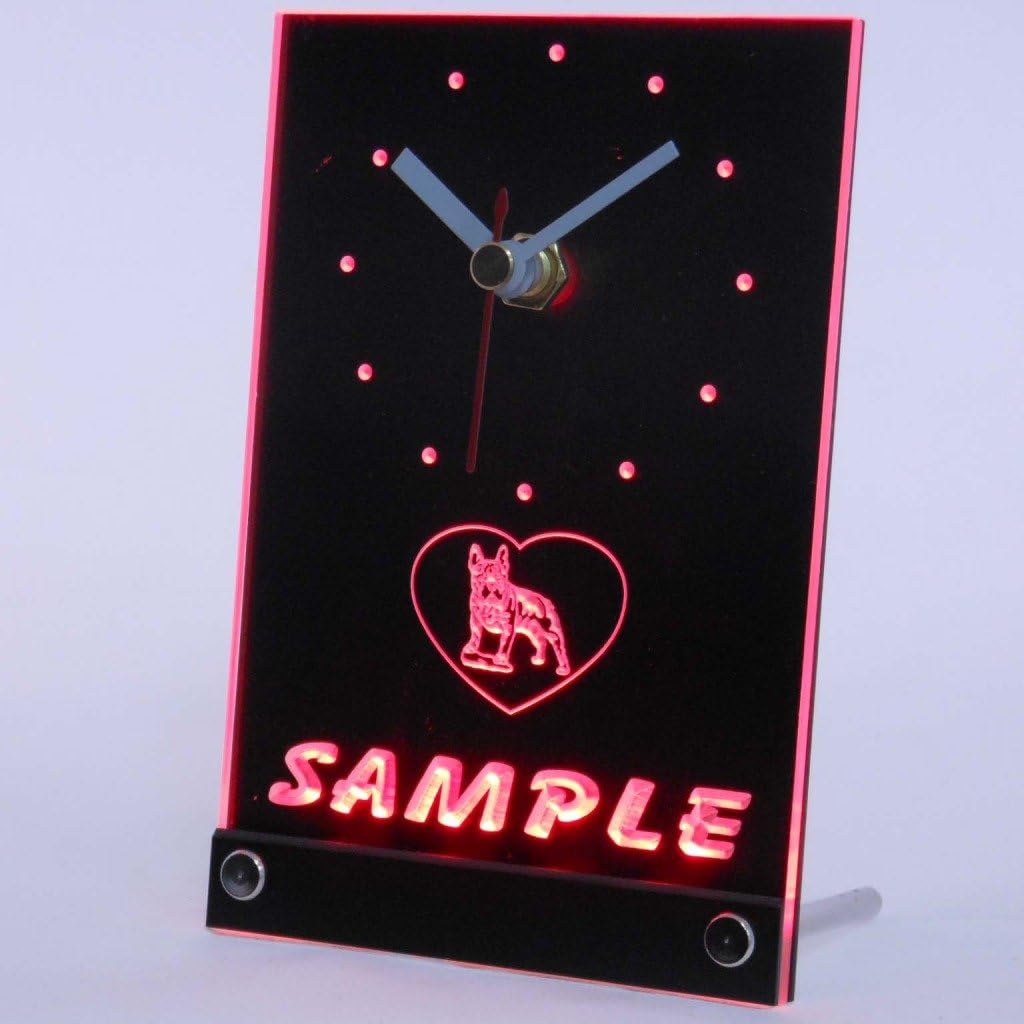 ADVPRO tncvh-tm Personalized Fretnch Bulldog Dog House Home Pet Neon Led Table Clock