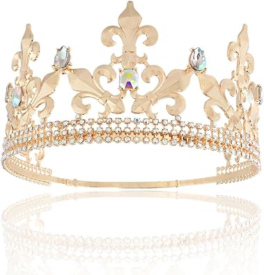 Royal King Crown Men Metal Prince Crowns Tiaras Full Round For Party Halloween Costume Birthday Prom Accessories