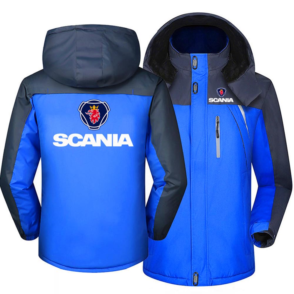 Sidhu Men's Blue Winter Jackets For Scania, Ski Jacket Cotton Padded Snow Jacket Waterproof Mountain Windbreaker With Detachable Hood Windproof Hiking Walking Outdoor Coat,-5Xl