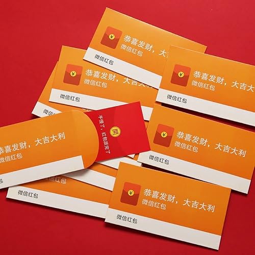 Miniatura 7 de LRGKMCWTOB 10 unidades de 10 sobres rojos chinos de Año Nuevo Emoticonos divertidos WeChat paquete rojo creativo de Hong Bao Lai See con tarjetas de