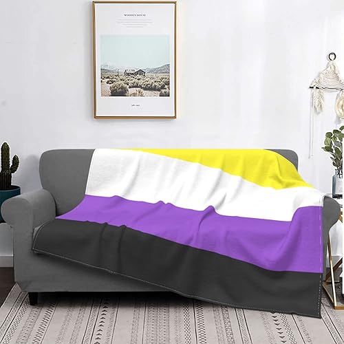 Miniatura 3 de Manta de forro polar no binaria Enby Genderqueer con bandera de orgullo completa, manta de franela mullida, edredón de habitación de bebé, ropa de