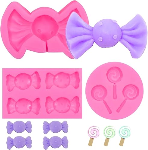 3 moldes para fondant de piruletas, moldes de decoración de pasteles en forma de caramelo para hornear cupcakes, para pudín, muffins de sartén,