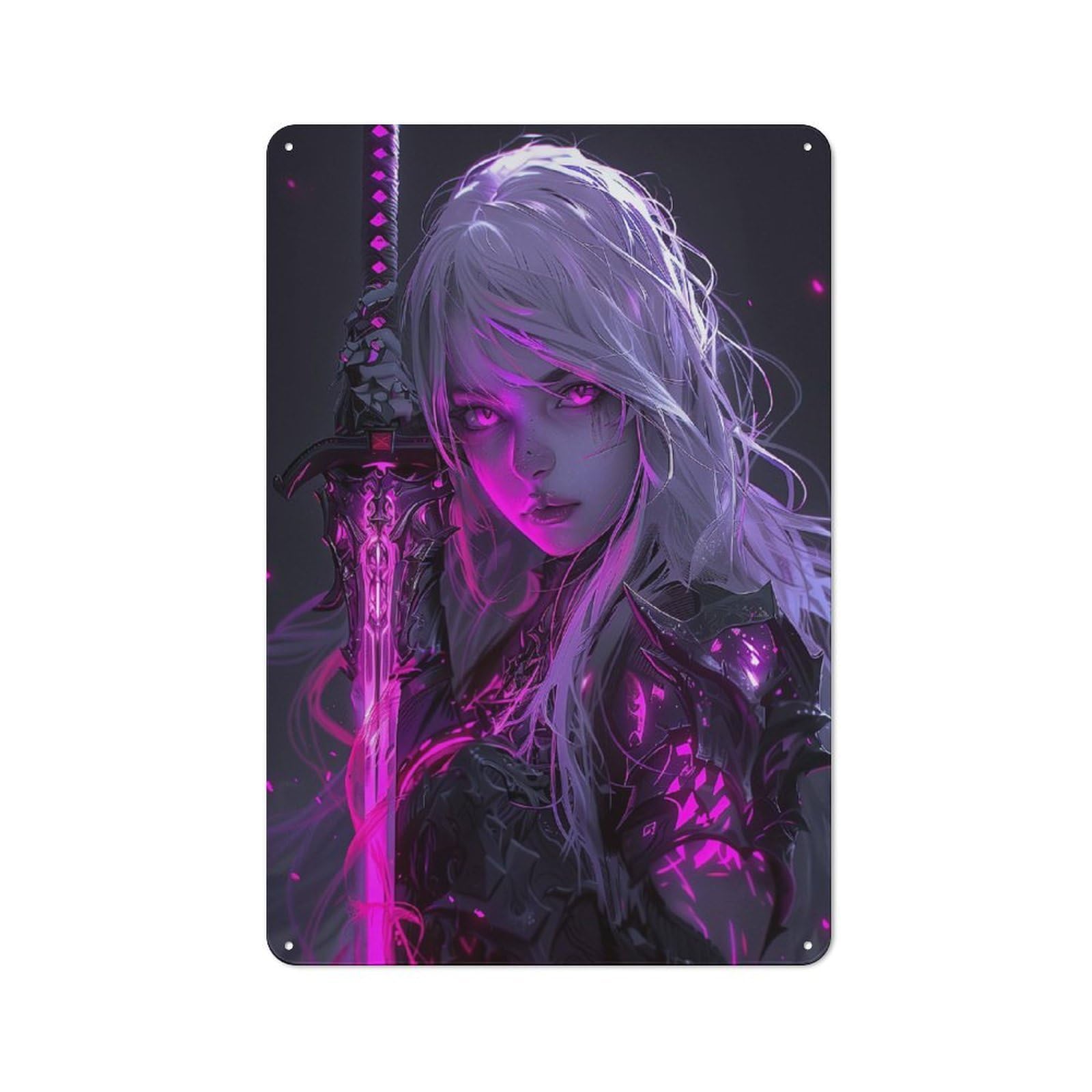 Junmoney Girls Style-11 Neon Demon Character Metal Wall Decor 30X20cm, Vintage Metal Sign For Home, Shop, Pub Or Studio Wall