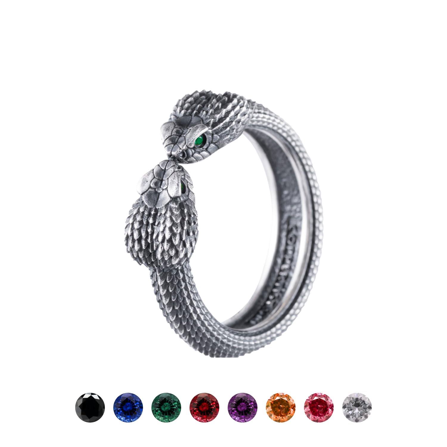 COPPERTIST.WU Double Snake Rings 925 Sterling Silver Serpent Reptile Ring Jewelry Gift for Men Women