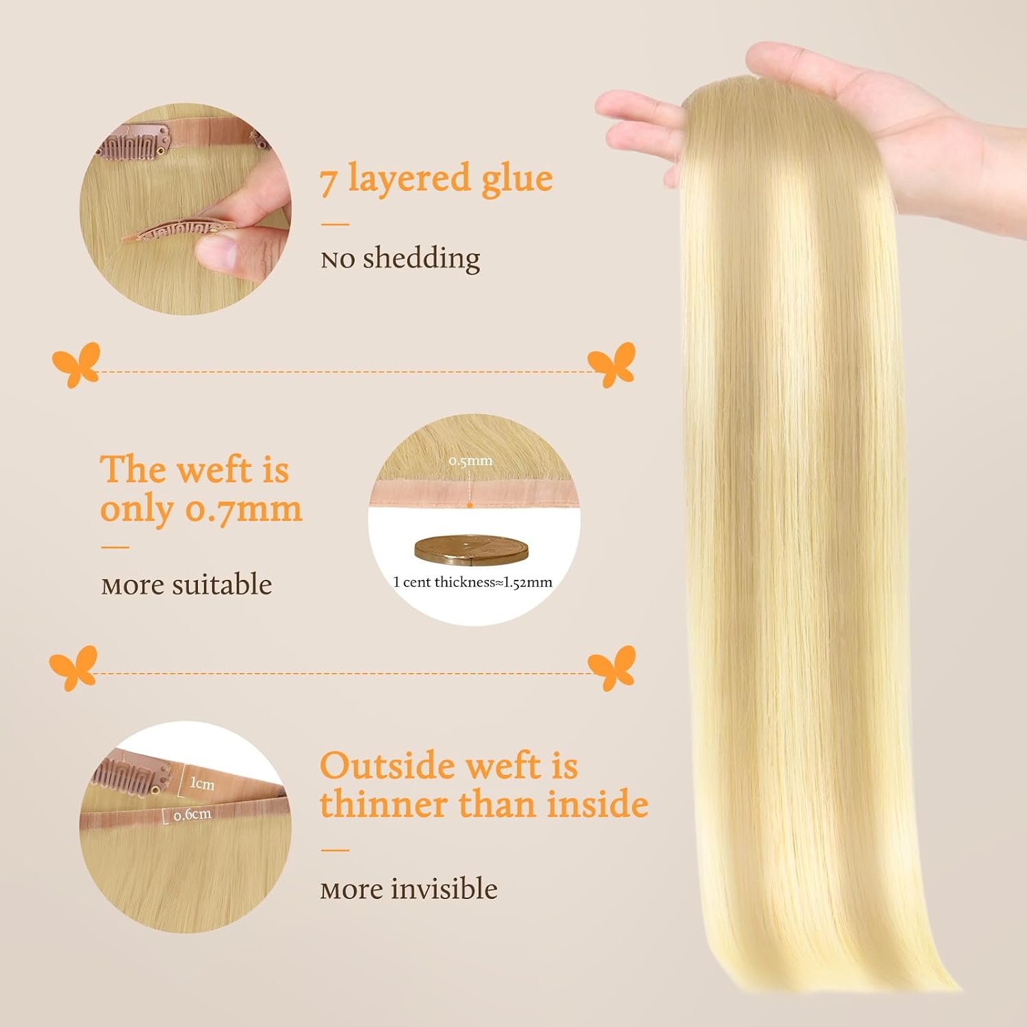  Clip in Hair Extensions Human Hair, Fast 5 Minutes Installation thumbnail