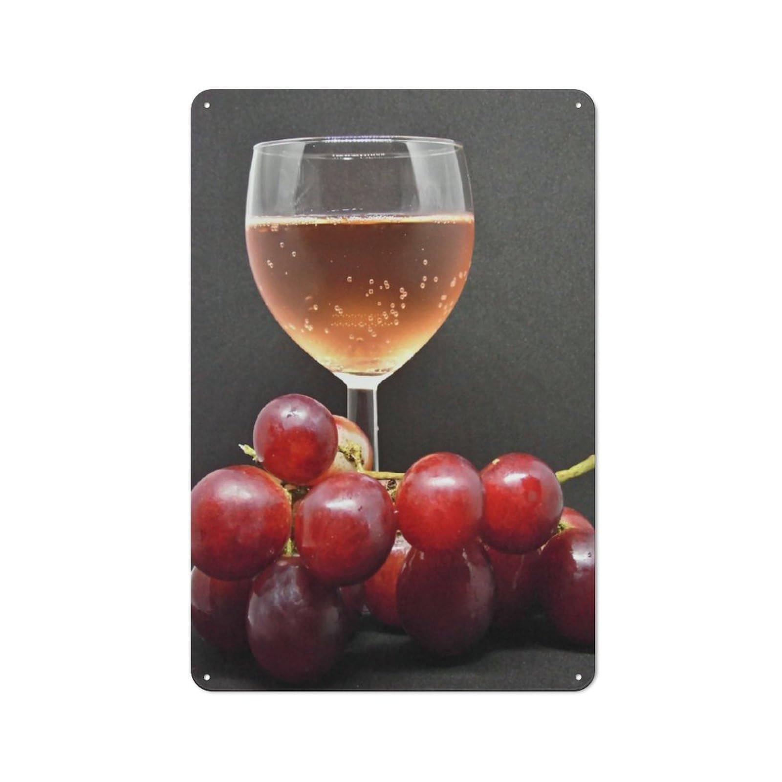 Junmoney Wine And Grapes Retro Metal Plaque 30X20cm For Guest Room Or Hallway, Housewarming Present For People Styling Guest Room And Hallway
