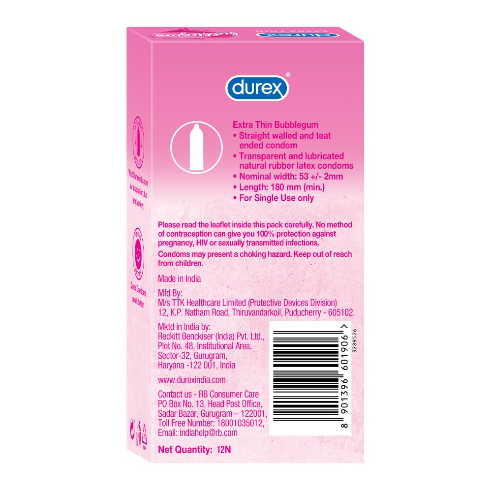 Durex Extra Thin Intense Bubblegum Flavoured Condoms For Men - 12s product image 10