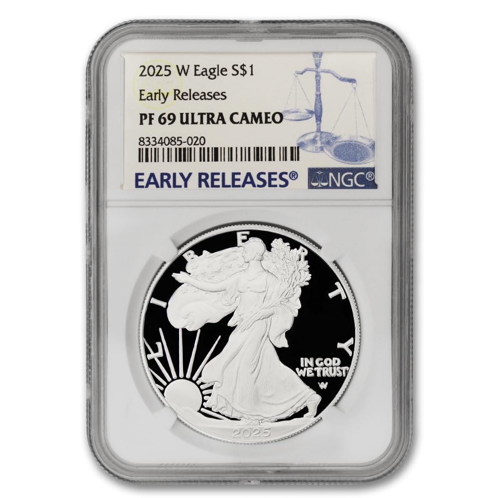 2025 W 1 oz American Silver Eagle Proof Coin PF-69 Ultra Cameo (Early Releases) $1 NGC PF69UCAM