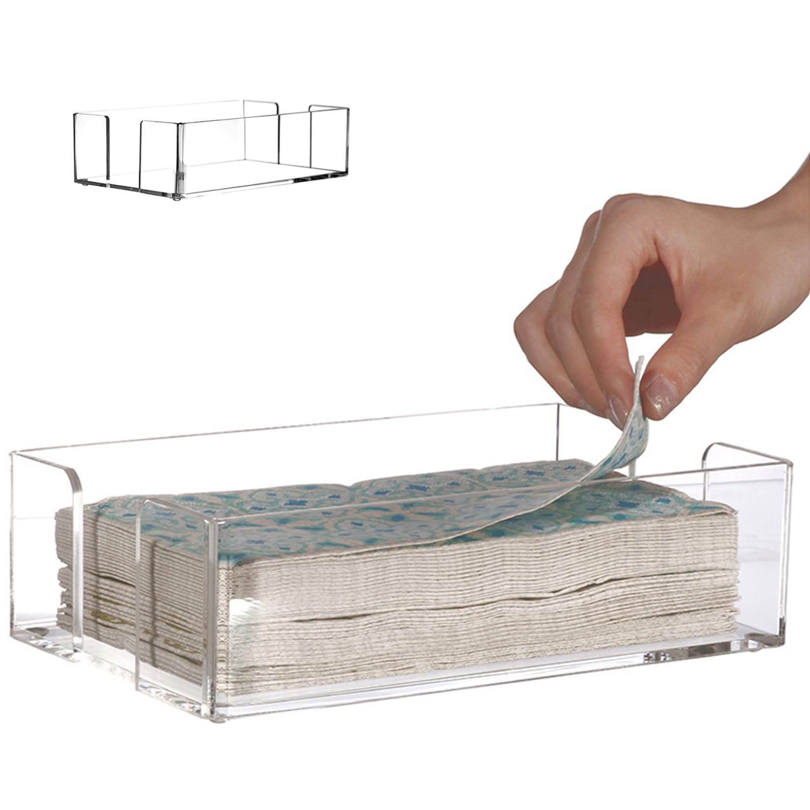 Monetais Guest Towel Holder, Clear Acrylic Napkin Holder, 9.3x5.5x2.5 Inch Disposable Hand Towel for Bathroom, Kitchen, Hotel, Restaurant Disposable Hand