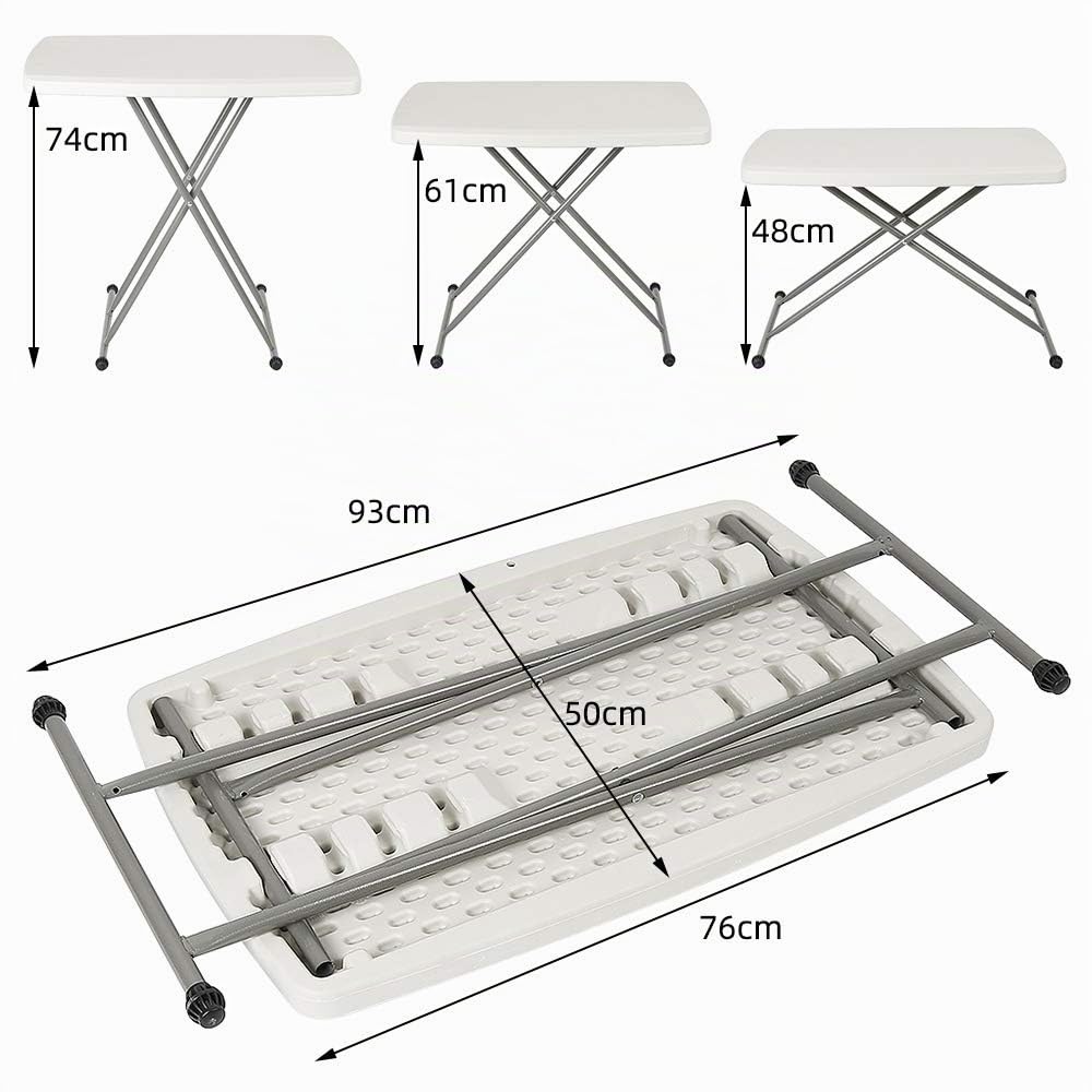 Table Rectangulaire Pliante, Réglable, Mini Table à Manger pour Enfant 75 * 50 * 50/62/74cm Blanc