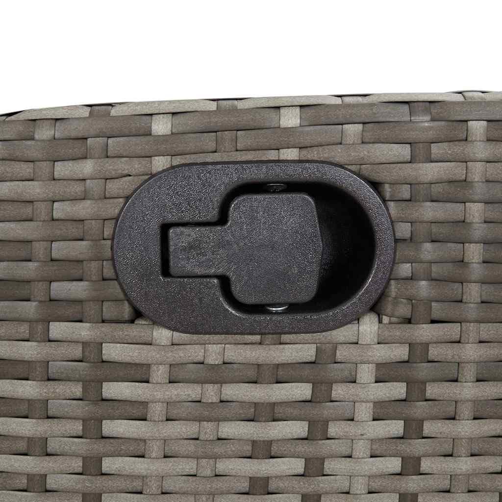 Poltrona da giardino con poggiapiedi, regolabile, in polyrattan grigio, per balcone e giardino, robusta, resistente ai raggi UV, con comodi cuscini