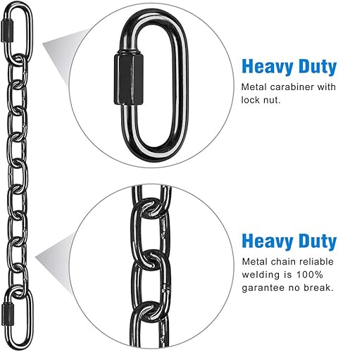 Miniatura 6 de BeneLabel 2 cadenas colgantes negras resistentes con 4 mosquetones, kits de colgar hamaca, accesorios para sillas para interiores y exteriores,