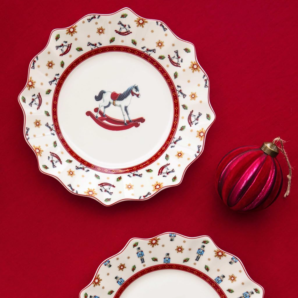 Villeroy & Boch - Toy's Delight set da colazione per 2, motivo cavallo a dondolo 6 pezzi multicolore, servizio con piatti da colazione, tazze e ciotole, stoviglie natalizie, porcellana Premium