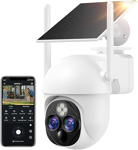 Cámaras de seguridad solares inalámbricas para exteriores, cámaras de zoom HD 10 × para seguridad en el hogar, detección PIRIP65 resistente a la