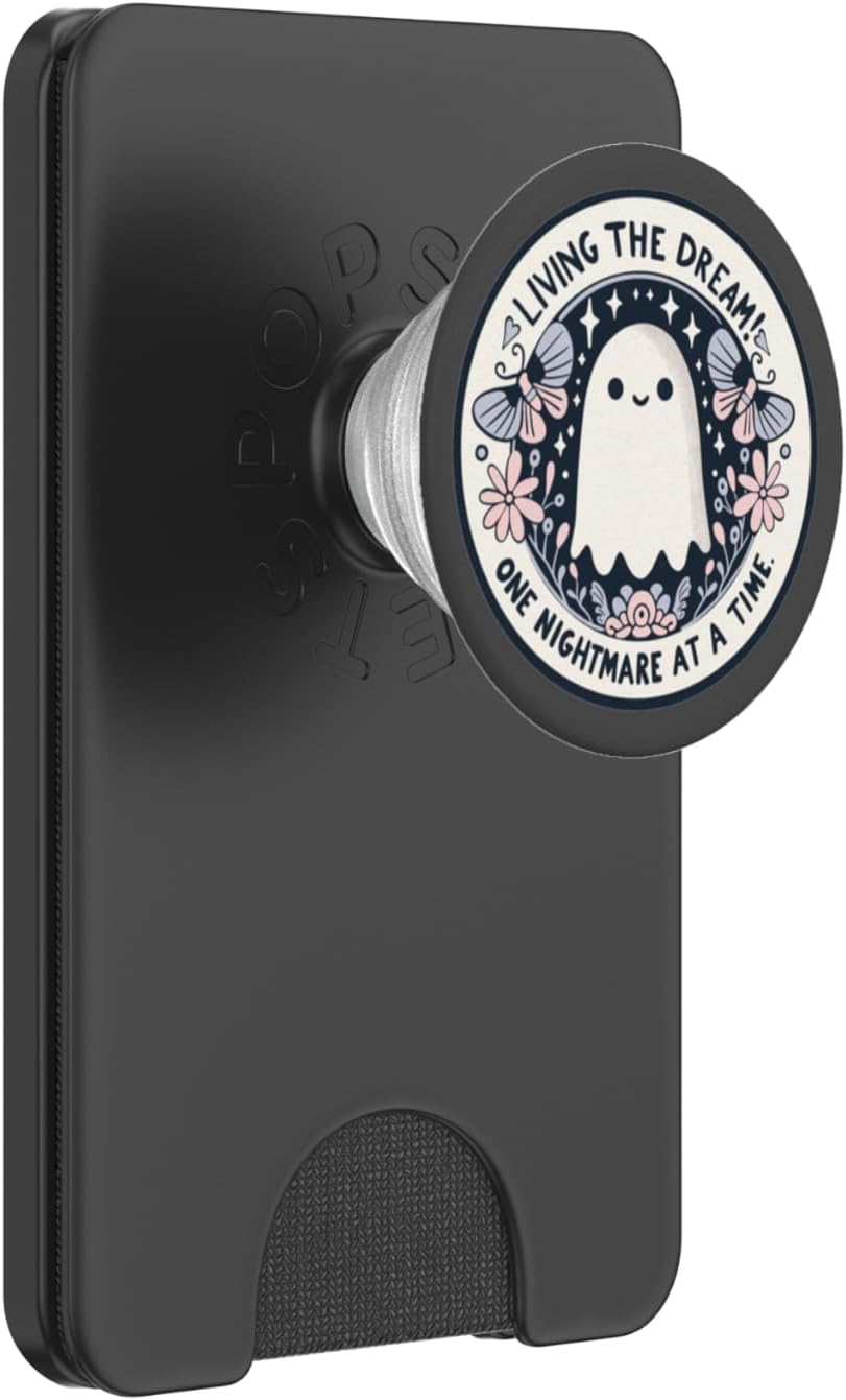 Spooky Ghost Dark Humor Living the Dream Bookish Reading PopSockets PopGrip for MagSafe
