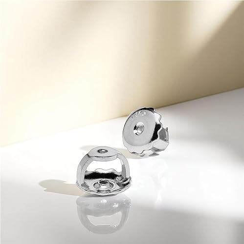 Miniatura 6 de Dos repuestos para la parte trasera de los aretes, oro blanco sólido de 14 quilates, rosca roscada en atornillado, troquelado de calidad, tamaño del