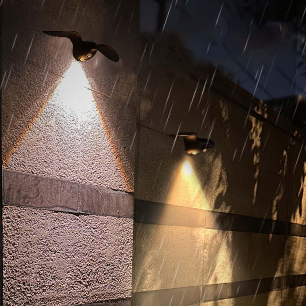 2 Stück Akku Außen Lampe Wandleuchte mit Bewegungsmelder und IP44 Wasserdicht Wandlampe Ohne Stromanschluss Dimmbar Wandlampen Kabellos Innen Wandbeleuchtung Magnetische Möwe Outdoor Leuchte Wand