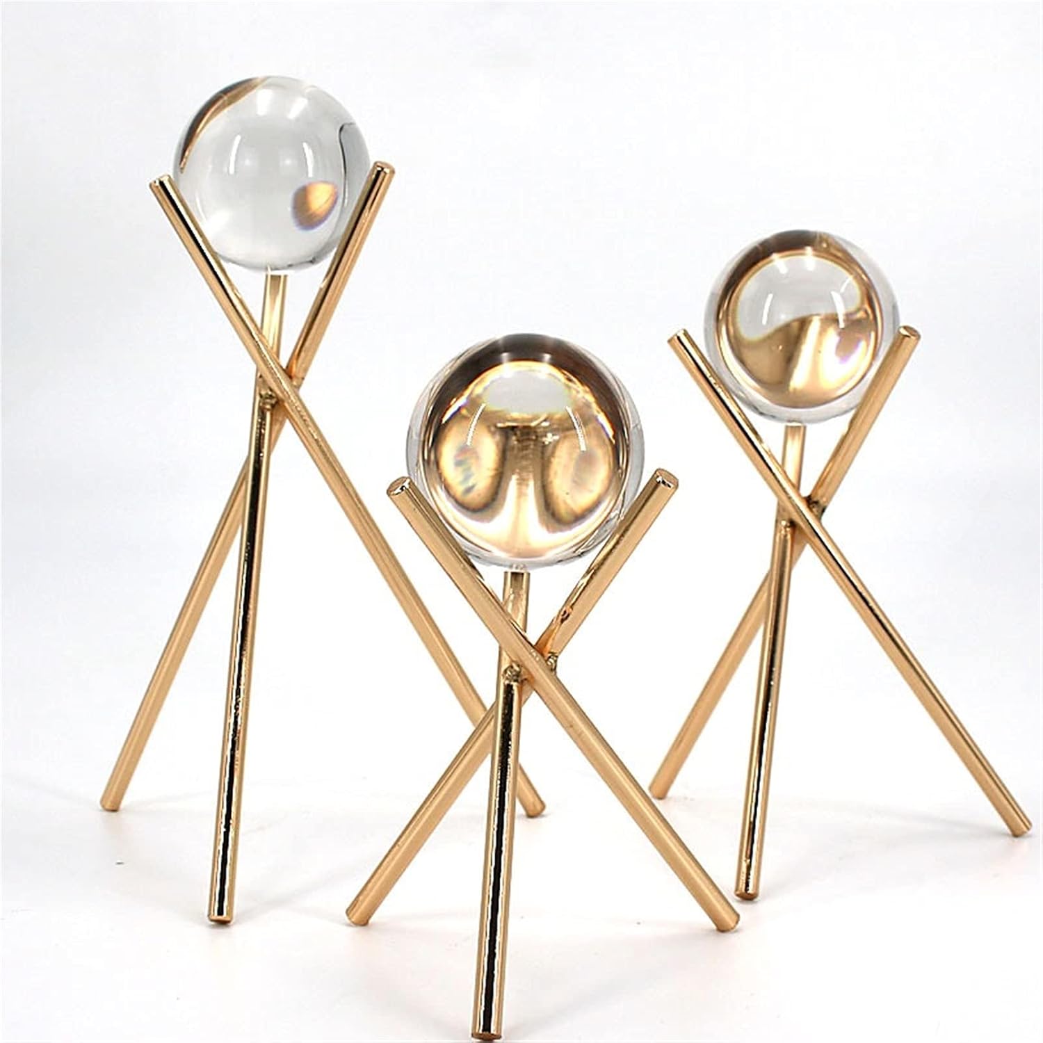 Crystal Ball Crystal Ball Transparent Photography Prop Meditation Ball Glass Sphere Display Home Decor Crafts Balls with Metal Stand Decorative Ball (Color : C)