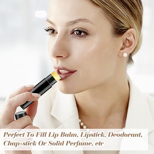 Miniatura 4 de 100 tubos de plástico de 0.18 oz para lápiz labial, tubos vacíos de bálsamo labial negro, contenedores de almacenamiento de brillo labial con tapas