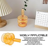 Vista 6 de Portavelas de vidrio transparente, jarrón decorativo para velas de cristal para mesa de comedor, centros de mesa, boda, iglesia (naranja)