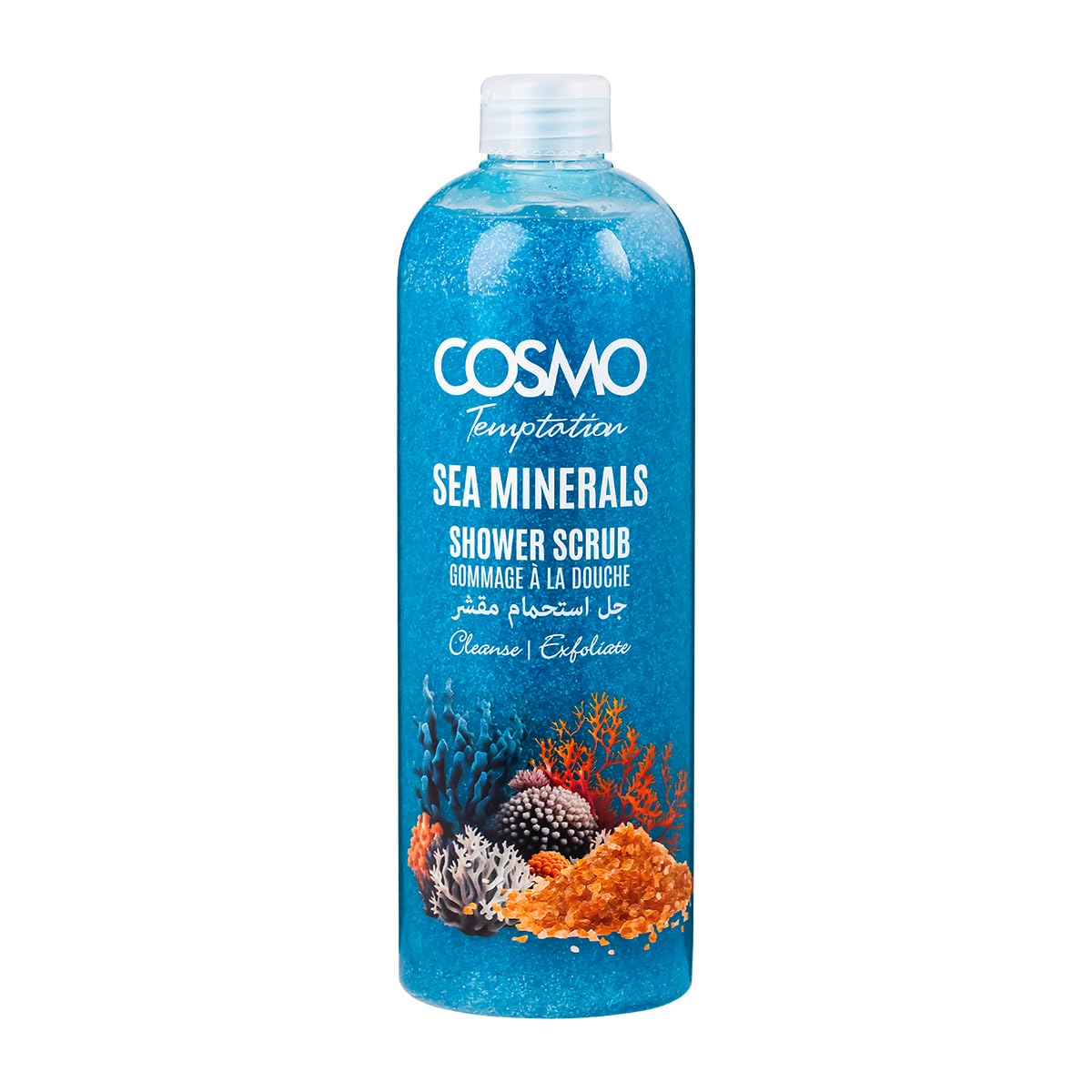 CD COSMO DESIGNS Temptation Sea Minerals Shower Scrub 1000ml, Moisturizing Body Wash, Cleanse and Exfoliate, All Skin Type, Face & Body Scrubs, Shower Gel For Men & Women