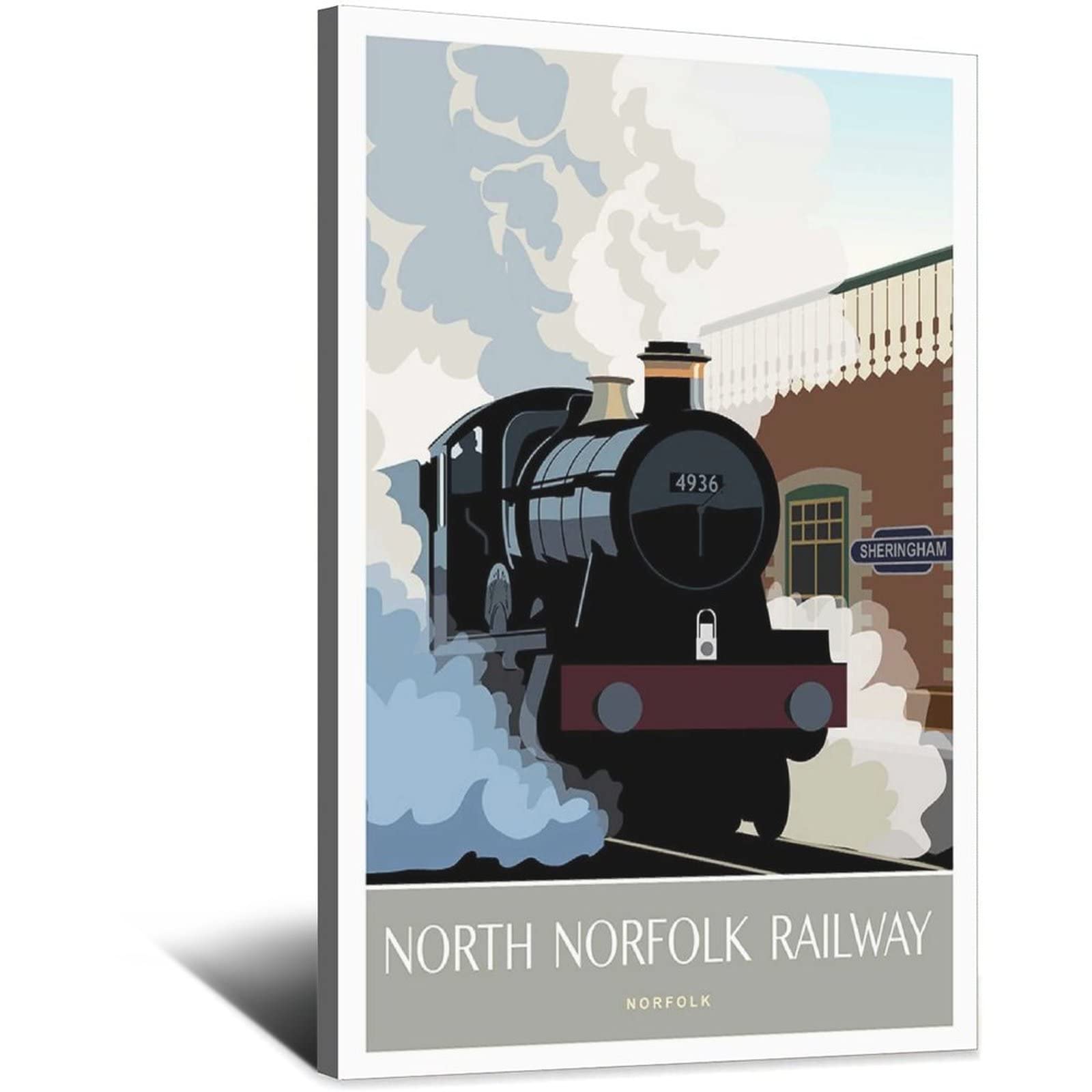 Cartel de viaje de tren de Norfolk de Norfolk de viaje de tren decorativo carteles de dormitorio moderno de lona de arte de la pintura de carteles de decoración de pared de arte regalo