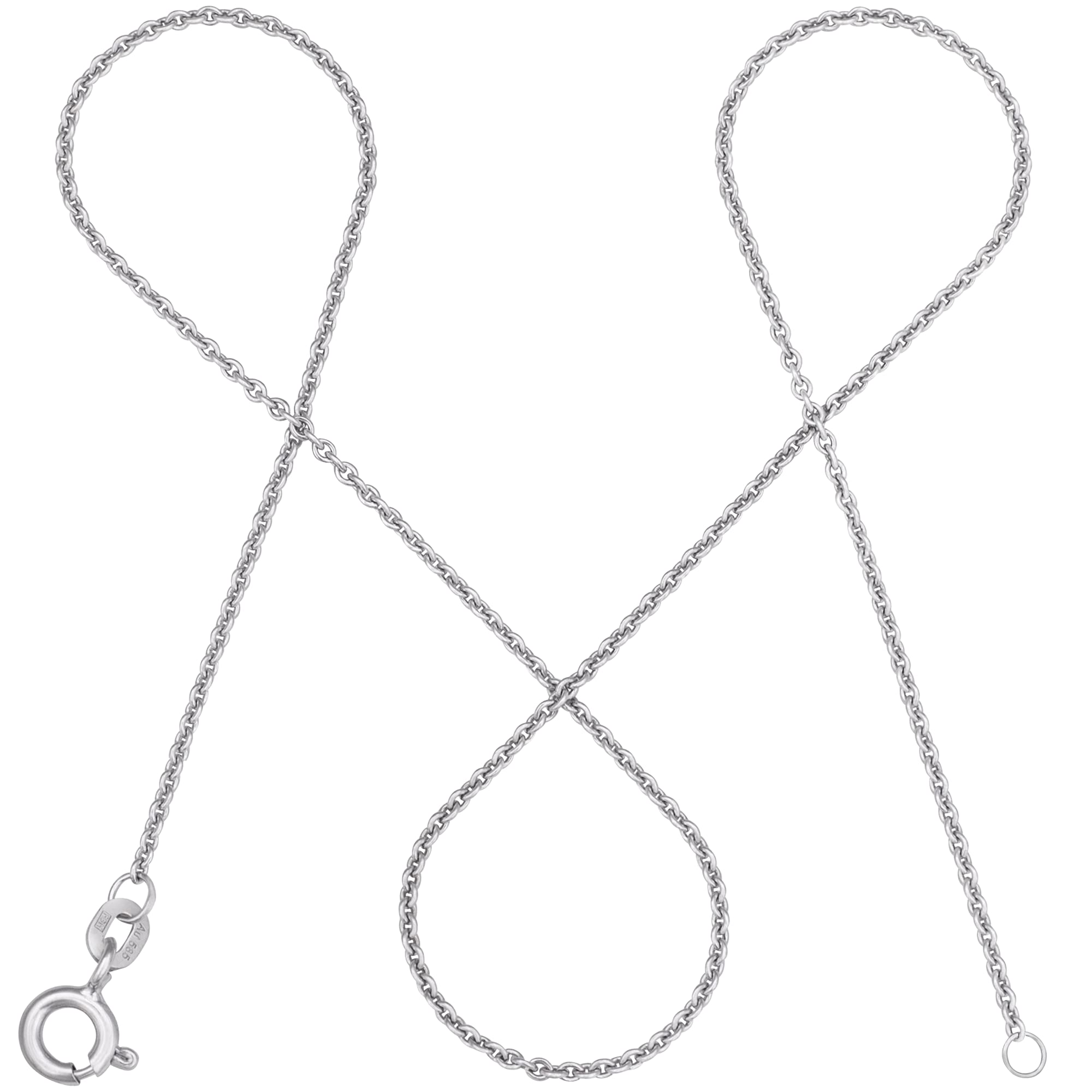 modabilé Damen Ankerkette Rund Weißgold aus 585er Gold (32-80cm I 1,3mm breit) I Goldkette 585 ohne Anhänger I Zarte Halskette Frauen I Echtgold Kette + Etui I Goldkettchen Produziert in Deutschland
